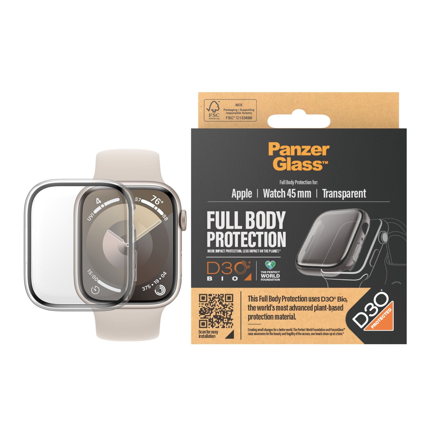 PanzerGlass® Full Body Transparent w. D3O® Apple Watch Series 9 | 45mm